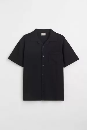 H&M Heren Regular Fit Overhemden - Fijngebreid casual overhemd Regular Fit - Zwart