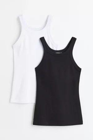 H&M Dames Tanktops - Set van 2 katoenen tanktops - Zwart