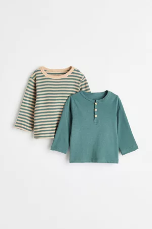 H&M Kinderen T-shirts - Set van 2 shirts van katoentricot - Groen