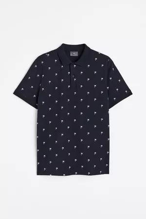 H&M Heren Slim Fit Overhemden - Polo met dessin Slim Fit - Blauw