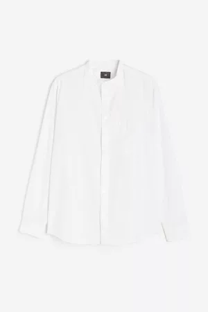 H&M Heren Regular Fit Overhemden - Henley-hemd van linnenmix - Regular Fit
