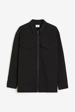 H&M Heren Regular Fit Overhemden - Structuurgeweven overshirt Regular Fit - Zwart