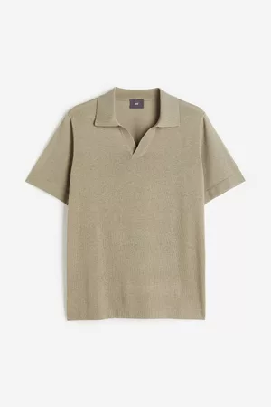 H&M Heren Regular Fit Overhemden - Polo van linnenmix Regular Fit - Groen