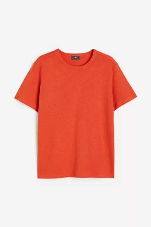 H&M Heren Regular Fit Overhemden - T-shirt van linnenmix Regular Fit - Oranje