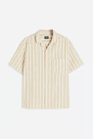 H&M Heren Regular Fit Overhemden - Hemd van linnenmix - Regular Fit - Beige