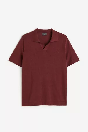 H&M Heren Regular Fit Overhemden - Polo van linnenmix Regular Fit - Rood