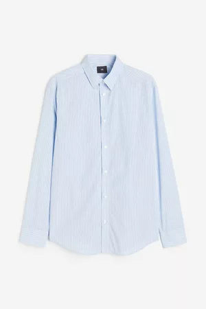 H&M Heren Regular Fit Overhemden - Katoenen hemd Regular Fit - Blauw