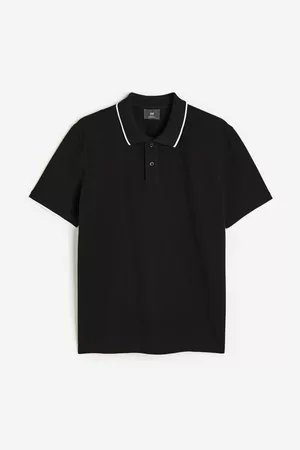 H&M Heren Slim Fit Overhemden - Katoenen polo Slim Fit - Zwart