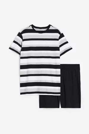 H&M Heren Regular Fit Overhemden - Pyjamashirt en -short Regular Fit - Zwart