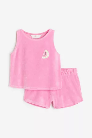 H&M Meisjes Shorts - 2-delige badstof set - Roze