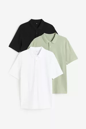 H&M Heren Regular Fit Overhemden - Set van 3 polo's - Regular Fit - Groen