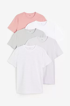H&M Heren Slim Fit Overhemden - Set van 5 T-shirts Slim Fit - Paars