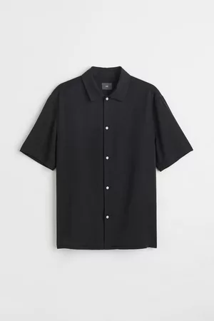 H&M Heren Regular Fit Overhemden - Hemd van lyocell Regular Fit - Zwart