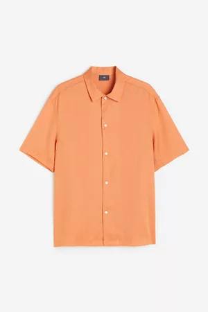H&M Heren Regular Fit Overhemden - Hemd van lyocell Regular Fit - Oranje