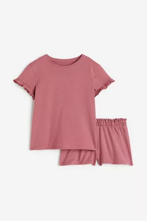 H&M Kinderen Shorts - 2-delige katoenen set - Top en short - Roze