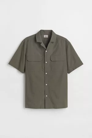 H&M Heren Regular Fit Overhemden - Cargohemd van pimakatoen Regular Fit - Groen
