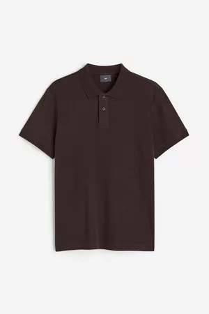 H&M Heren Slim Fit Overhemden - Polo van wafeltricot - Slim Fit - Bruin