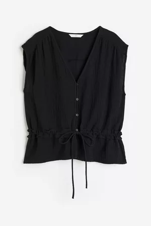 H&M Dames Overhemden - Bloes van crinklekatoen - Zwart