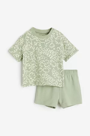 H&M Kinderen Shorts - 2-delige katoenen set - Groen