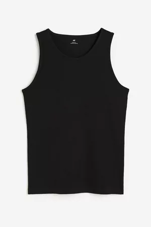 H&M Dames Tanktops - Geribde tanktop - Zwart