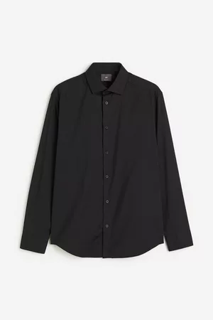H&M Heren Regular Fit Overhemden - COOLMAX® hemd Regular Fit - Zwart