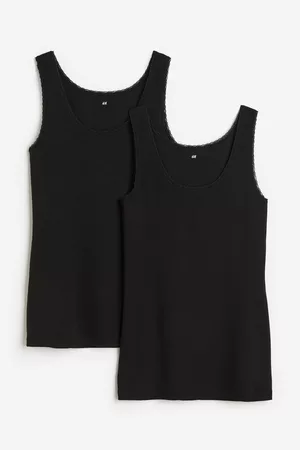 H&M Dames Kanten Tops - Set van 2 topjes met kant - Zwart