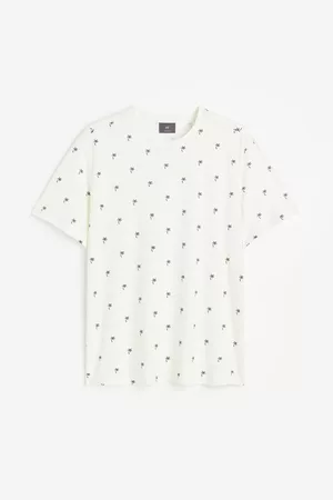 H&M Heren Regular Fit Overhemden - Katoenen T-shirt - Regular Fit - Wit