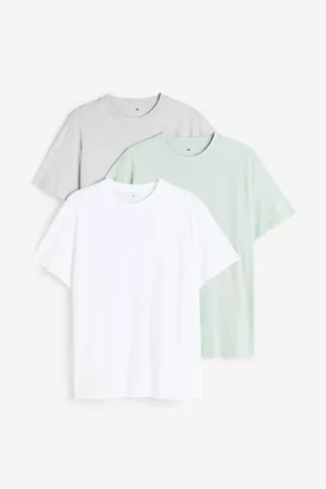 H&M Heren Regular Fit Overhemden - Set van 3 T-shirts met ronde hals Regular Fit - Grijs