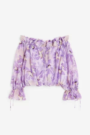 H&M Dames Overhemden - Off-the-shoulderbloes - Paars