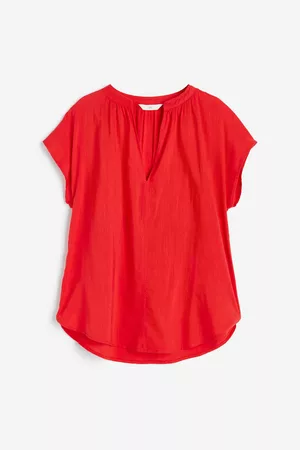 H&M Dames Overhemden - Bloes met V-hals - Rood