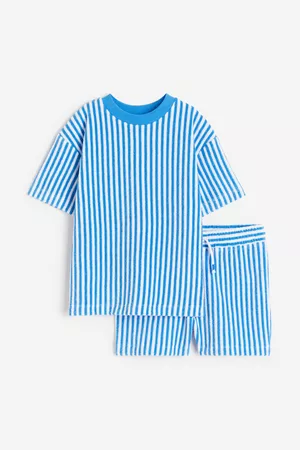 H&M Kinderen Shorts - 2-delige badstof set - Blauw