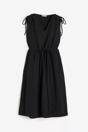 H&M Dames Midi jurken - Jurk met trekkoorden - Zwart