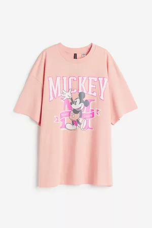 H&M Dames Oversized Overhemden - Oversized T-shirt met print - Oranje