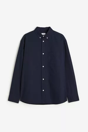 H&M Heren Regular Fit Overhemden - Hemd van oxfordkatoen Regular Fit - Blauw