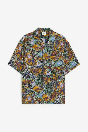 H&M Dames Overhemden - Casual hemd met dessin Relaxed Fit - Groen