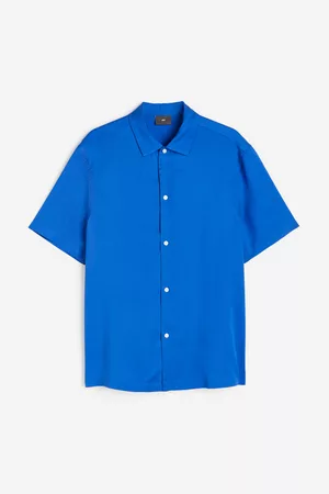 H&M Heren Regular Fit Overhemden - Hemd van lyocell Regular Fit - Blauw