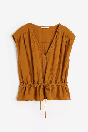 H&M Dames Overhemden - Bloes van crinklekatoen - Geel