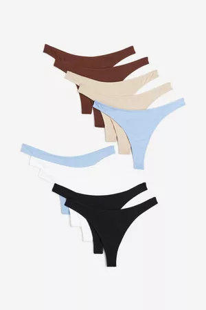 H&M Dames Slips - Set van 10 katoenen slips - Thong - Beige