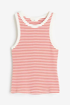 H&M Dames Tanktops - Geribde tanktop - Rood