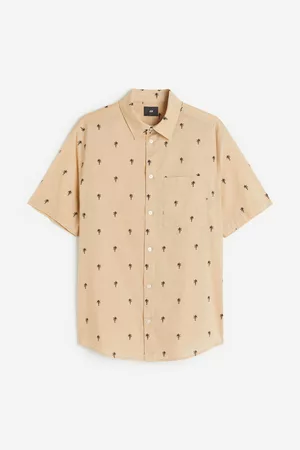 H&M Heren Regular Fit Overhemden - Katoenen hemd - Regular Fit - Beige