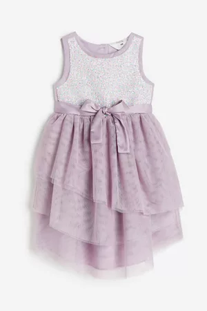 H&M Kinderen Glitterjurken - Tulen jurk met pailletten - Paars