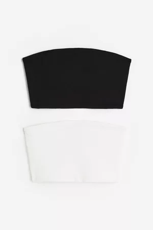 H&M Dames Overhemden - Set van 2 cropped tubetops - Wit