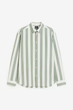 H&M Heren Regular Fit Overhemden - Hemd van popeline Regular Fit - Groen