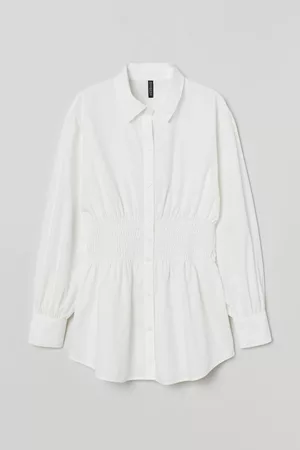 H&M Dames Overhemden - Wijde bloes met smokwerk - Wit