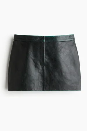 H&M Leren rok met handgeschilderde look