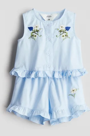 H&M 2-delige popeline set met borduursel