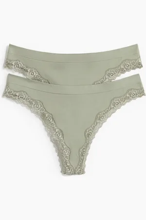 H&M Set van 2 seamless slips met kant Thong