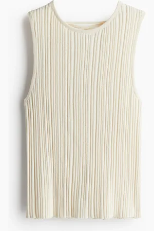 H&M Ribgebreide tanktop met rijgdetail