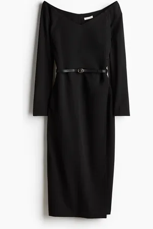 H&M Off-the-shoulderjurk met riem