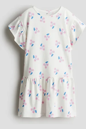 H&M Katoenen jurk met volantmouwtjes